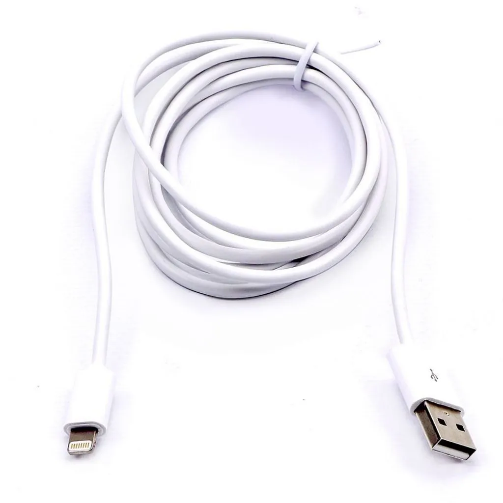 Cavo da Lightning iPhone a USB-A 1.5m Ricarica Rapida 24A con Licenza MFI Colore Bianco, vista dall'alto