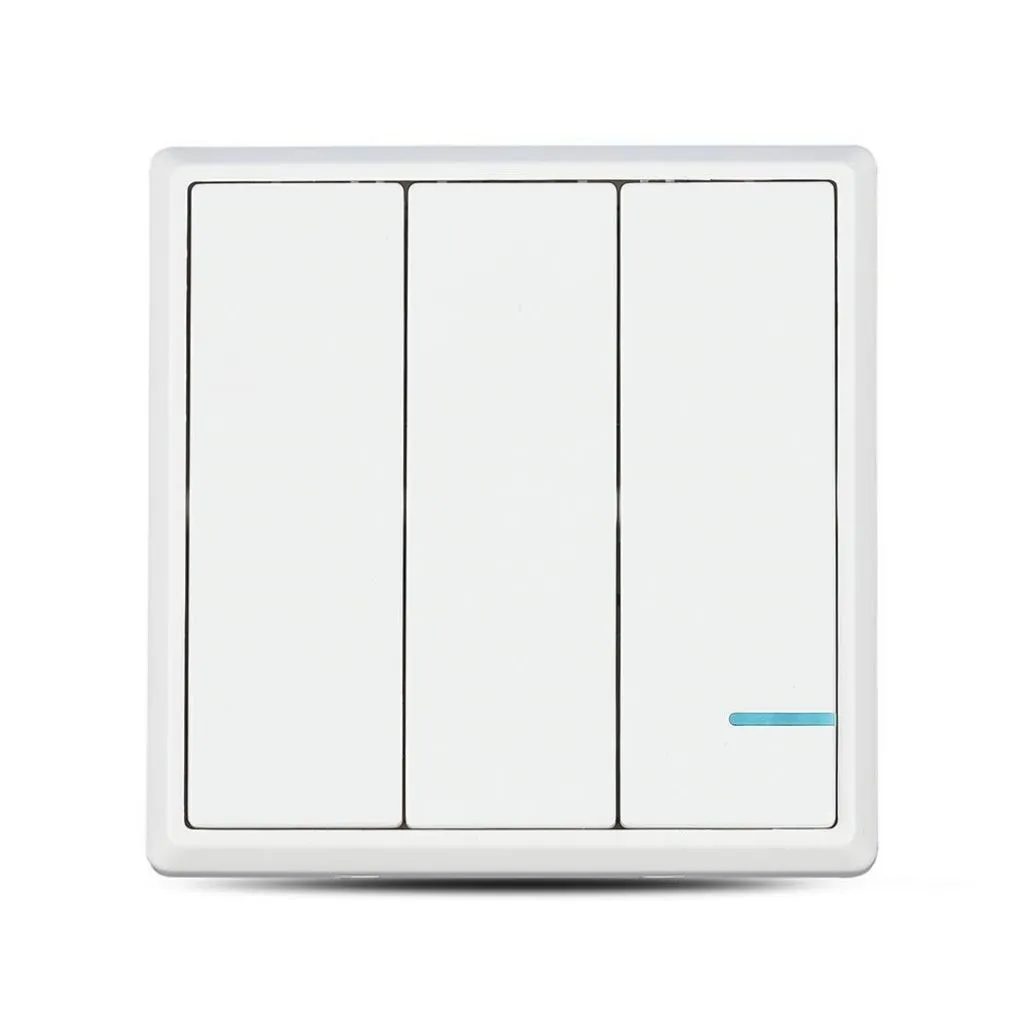 Interruttore Wireless a 3 Vie Triplo Tasto Controllo Remoto fino a 600m compatibile con V-TAC App Smart Light Google Home e Amazon Alexa, vista frontale