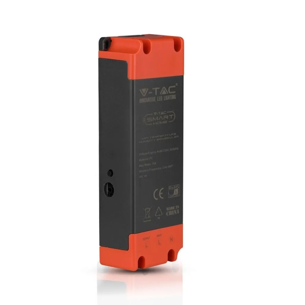 Programmatore di Umidità e Temperatura 16A Compatibile ad Amazon Alexa Google Home e Nest, vista angolata laterale