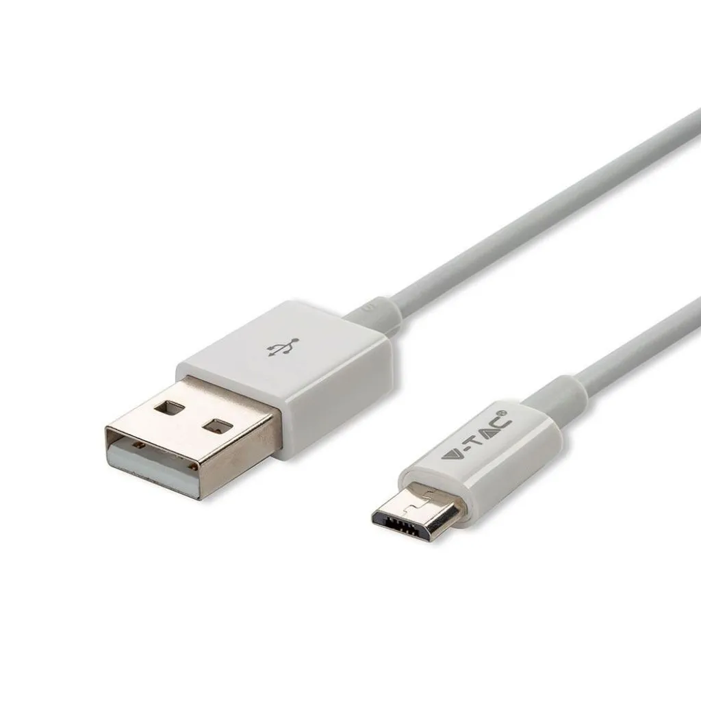 Cavo da Micro-USB a USB-A 1m Ricarica 1A Silver Series Colore Bianco, vista angolata dei connettori