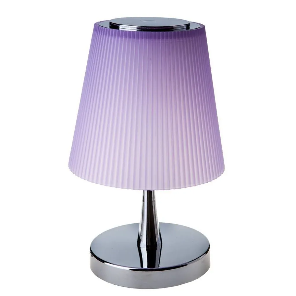 Lampada LED da Tavolo 5W Colore Cromato con Paralume Viola 4000K Touch Dimmerabile, vista frontale