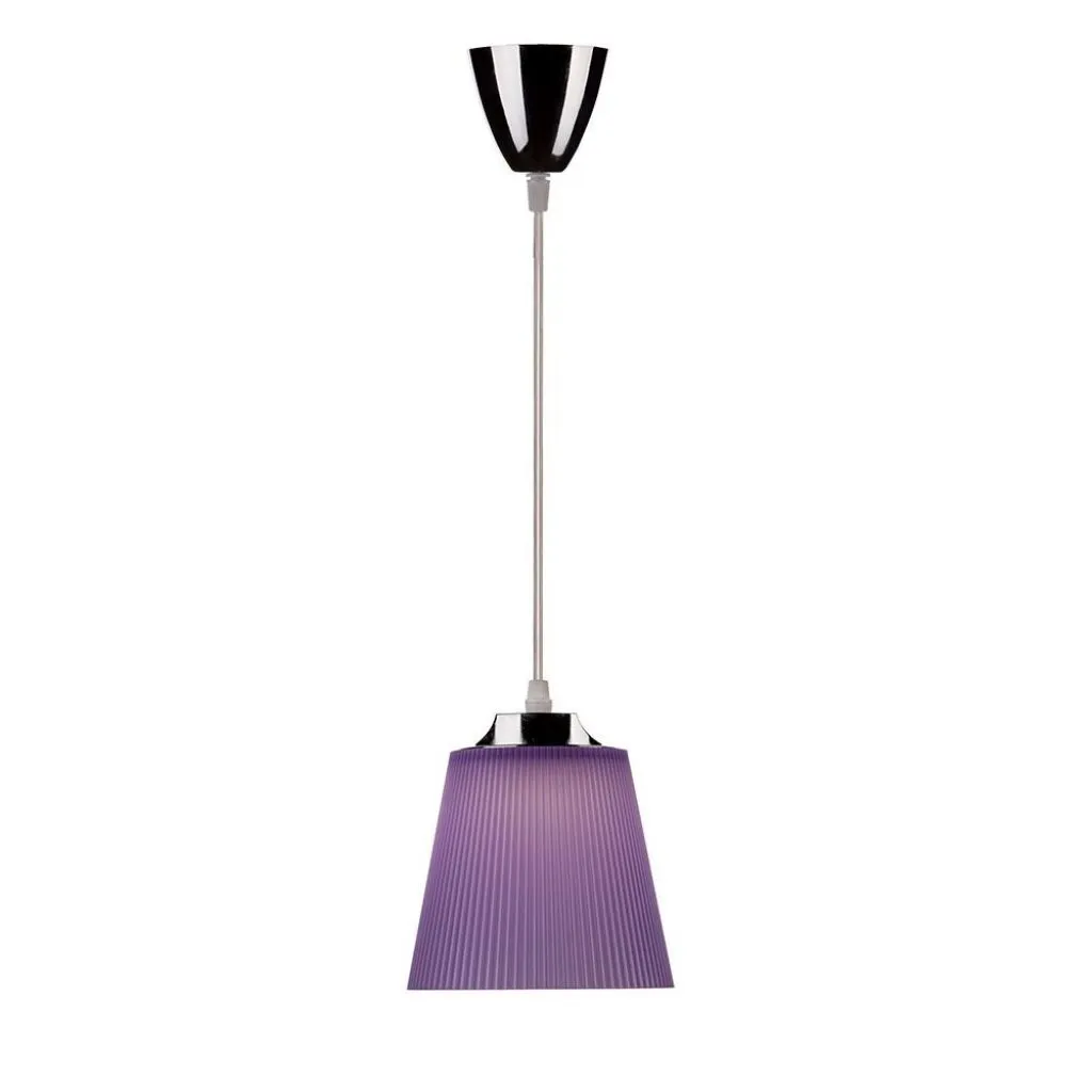 Lampadario LED a Campana in Plastica da 7W Colore Viola con Attacco in Metallo Cromato, vista frontale