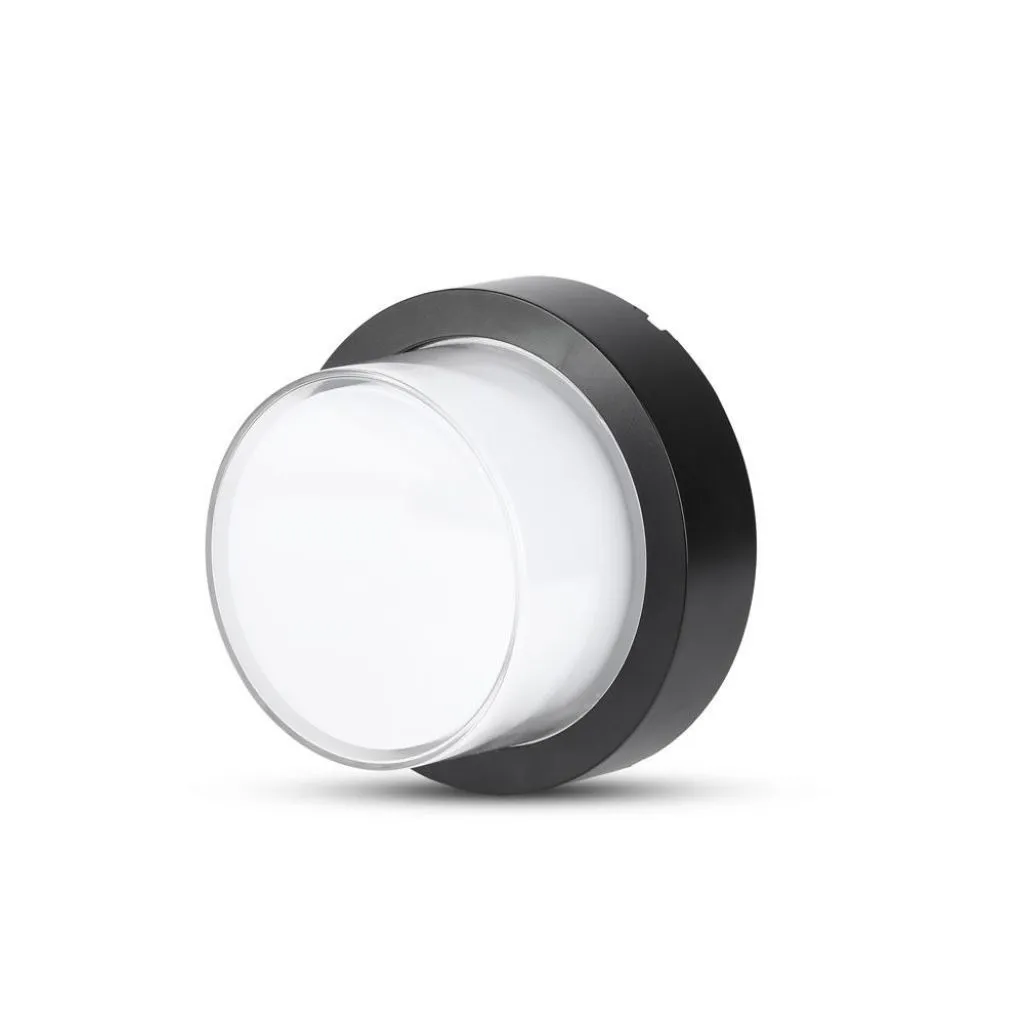 Lampada LED da Muro Rotonda 12W Colore Nero 3000K, vista angolata