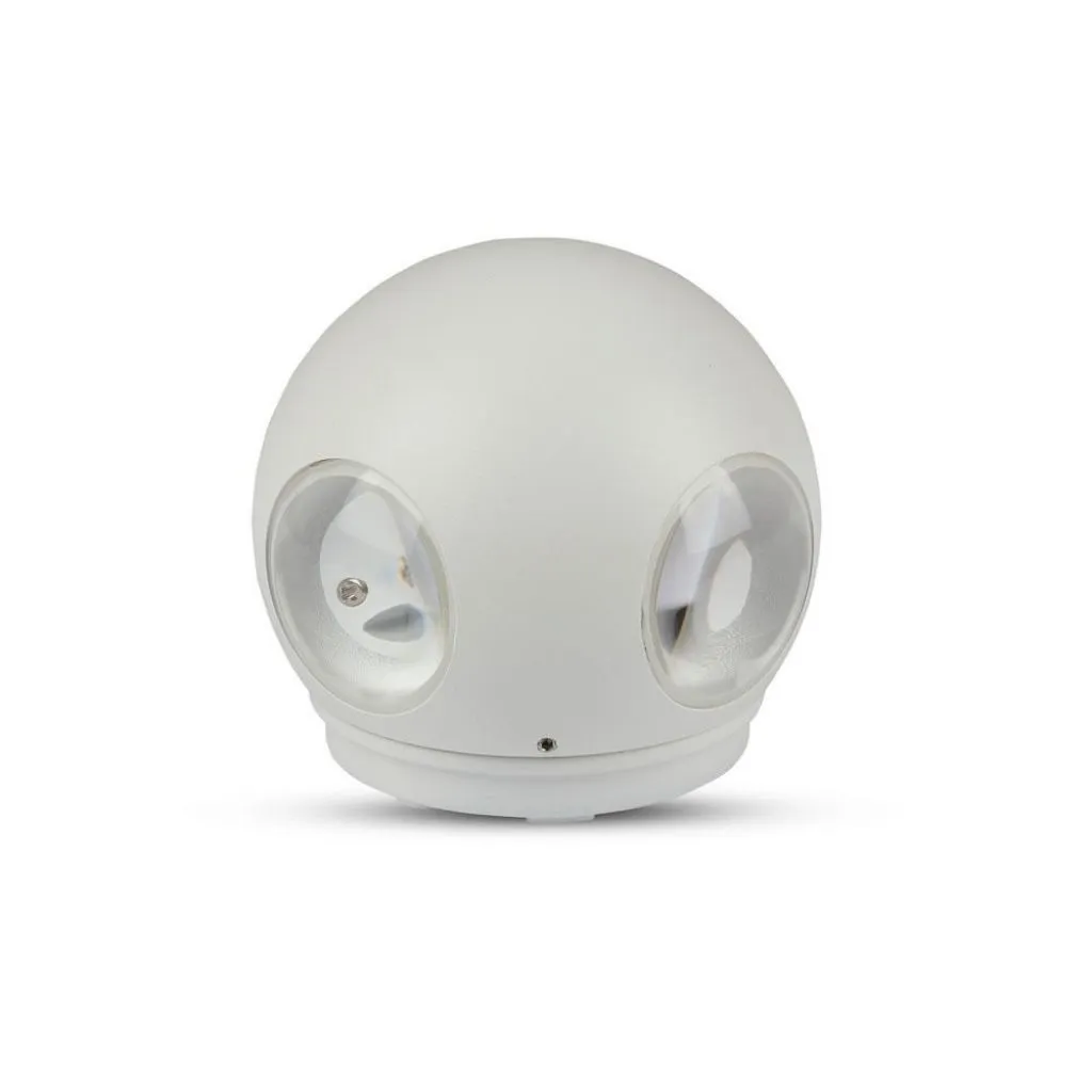 Lampada LED da Muro Sferica 4 LED COB 4W Colore Bianco 4000K, vista frontale