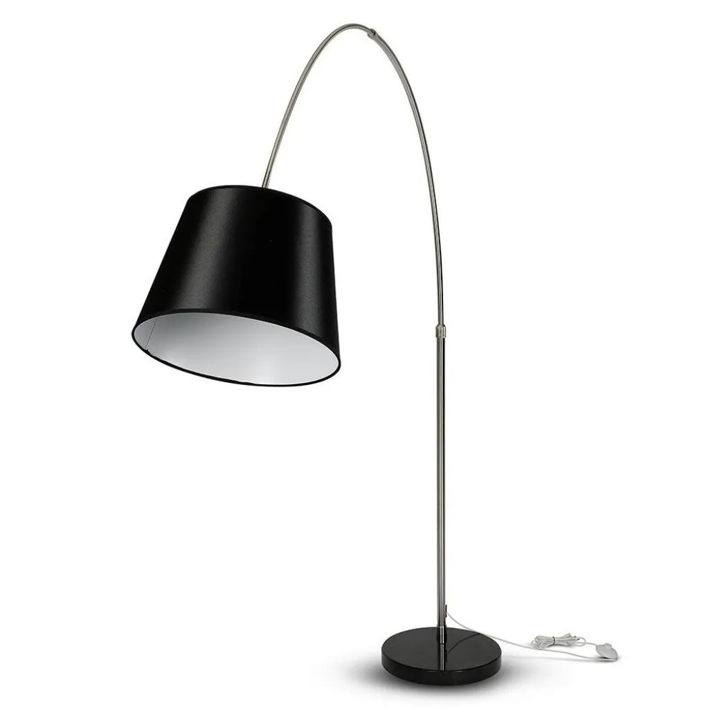 Piantana LED Ricurva con Portalampada E27 (Max 60W) Colore Nero h: 196cm, vista angolata generale