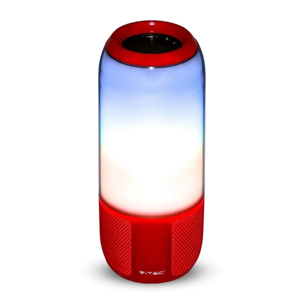 Lampada LED da Tavolo 2 LED 3W Multifunzione Speaker Bluetooth USB e TF CARD Colore Rosso con Luci RGB, vista frontale