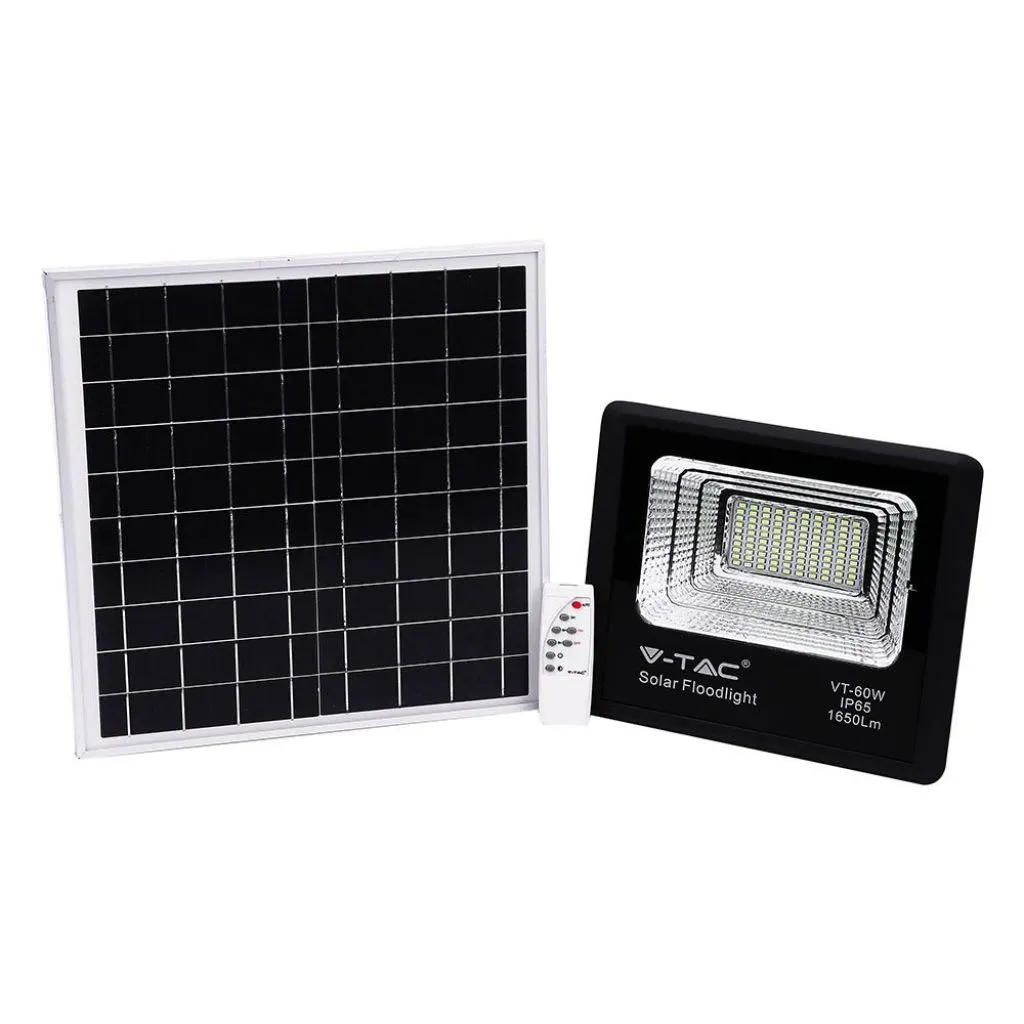 Faro LED con Pannello Solare 20W Telecomando LFP Timer Cavo 5m Nero 4000K, vista del kit completo