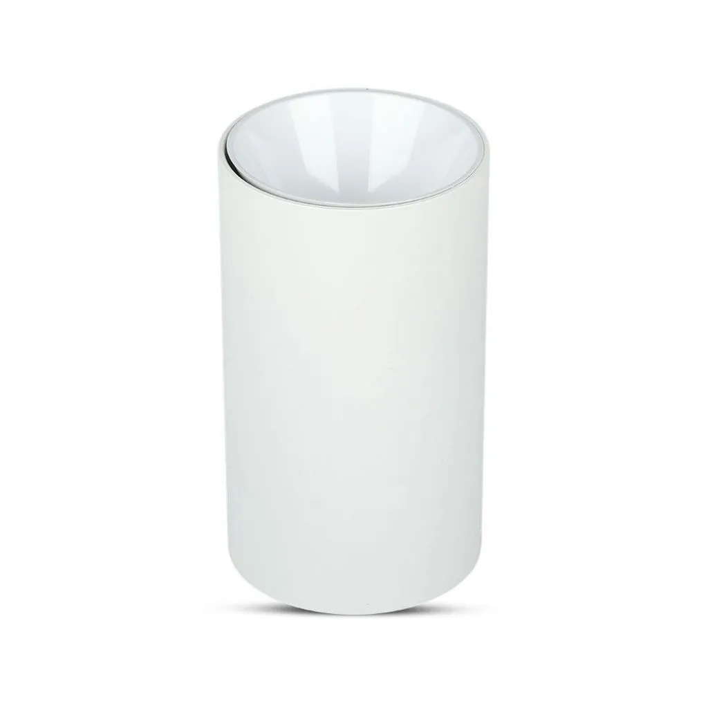 Portafaretto LED Montaggio a Plafone Rotondo GU10 Corpo Bianco Riflettore Bianco, vista angolata