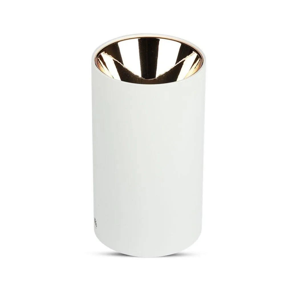 Portafaretto LED Montaggio a Plafone Rotondo GU10 Corpo Bianco Riflettore Oro Rosa, vista frontale