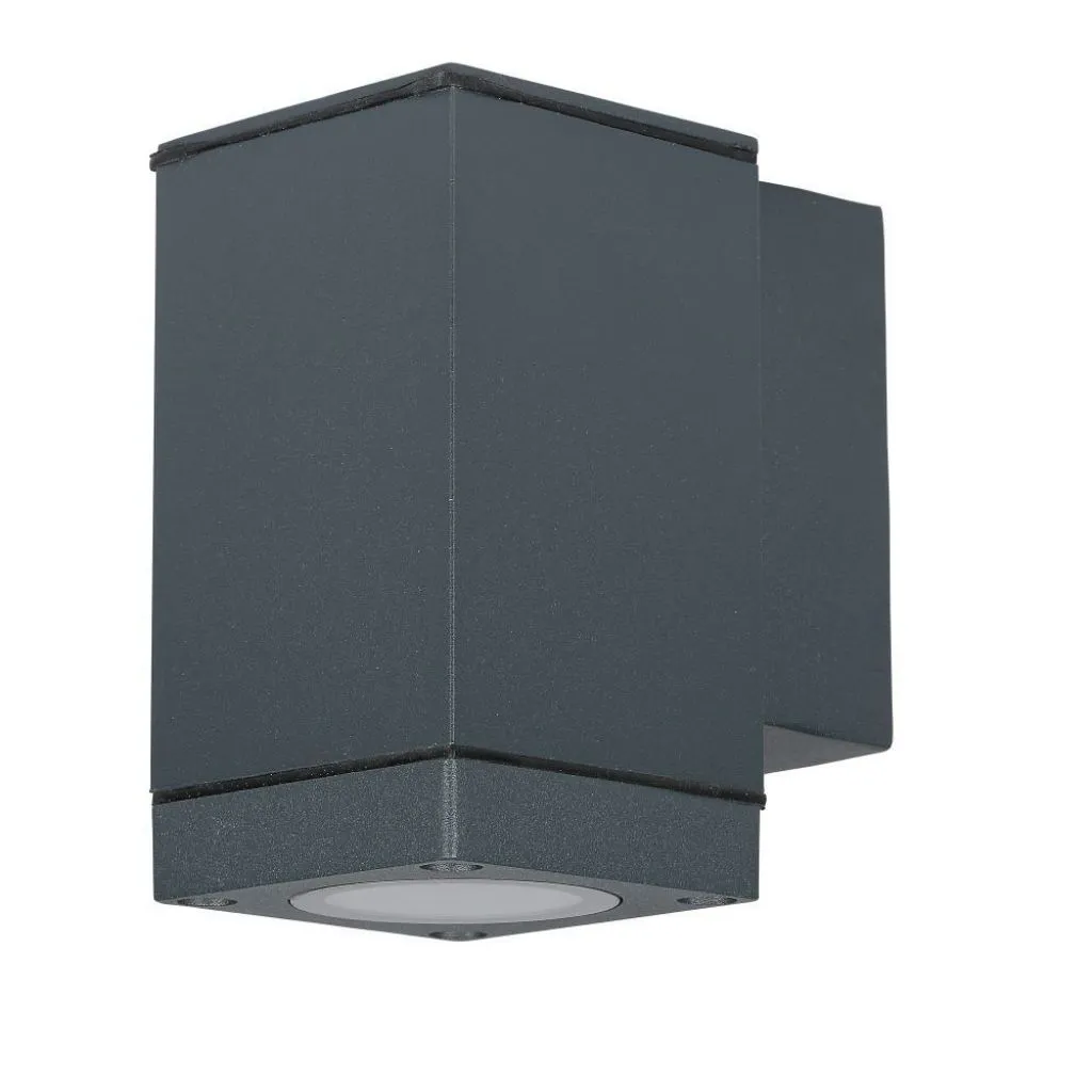 Lampada LED da Muro con Portalampada GU10 Fascio Luminoso Inferiore Colore Grigio Scuro, vista angolata frontale