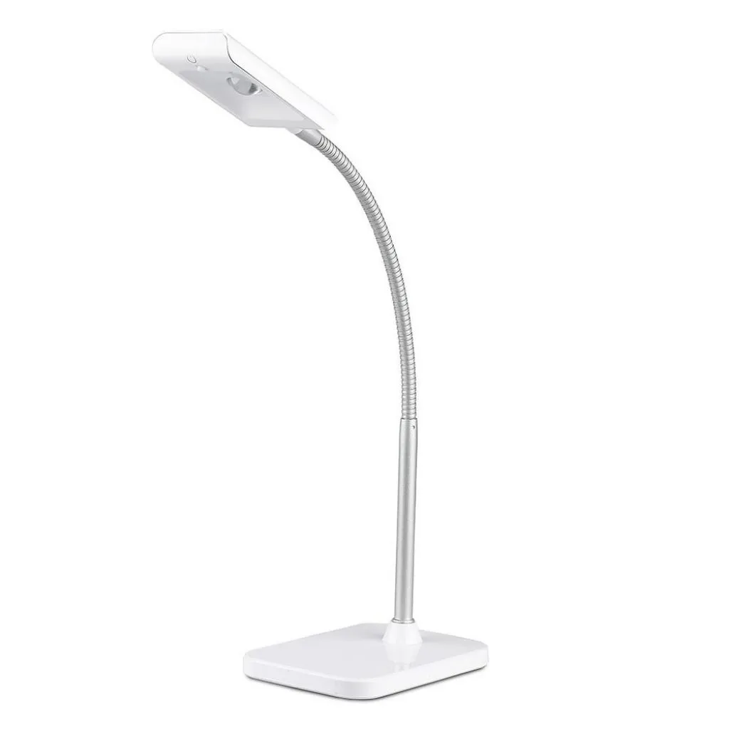 Lampada LED da Tavolo 3W con Adattatore Orientabile Colore Bianco 3000K Dimmerabile, vista angolata frontale
