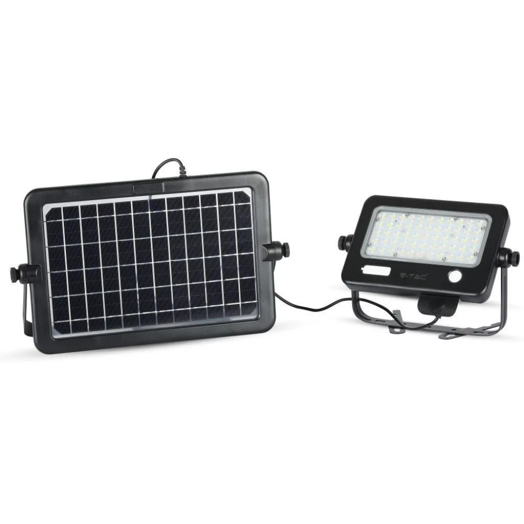 Faro LED con Pannello Solare 10W LiFePO4 PIR Power Bank Nero 4000K, vista generale