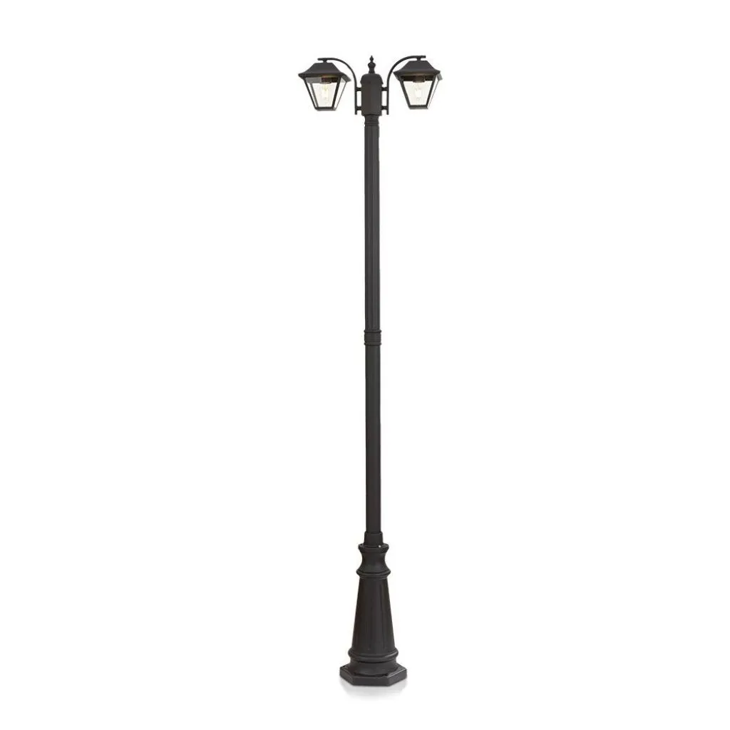 Lampione LED con Doppio Portalampada a Lanterna 2xE27 Colore Nero Opaco h: 228cm, vista generale