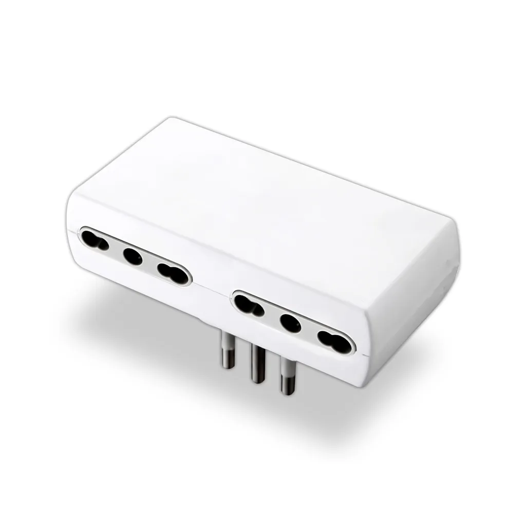 Adattatore Multipresa con 4x Prese Bipasso 10/16A, Spina 16A Colore Bianco, vista angolata