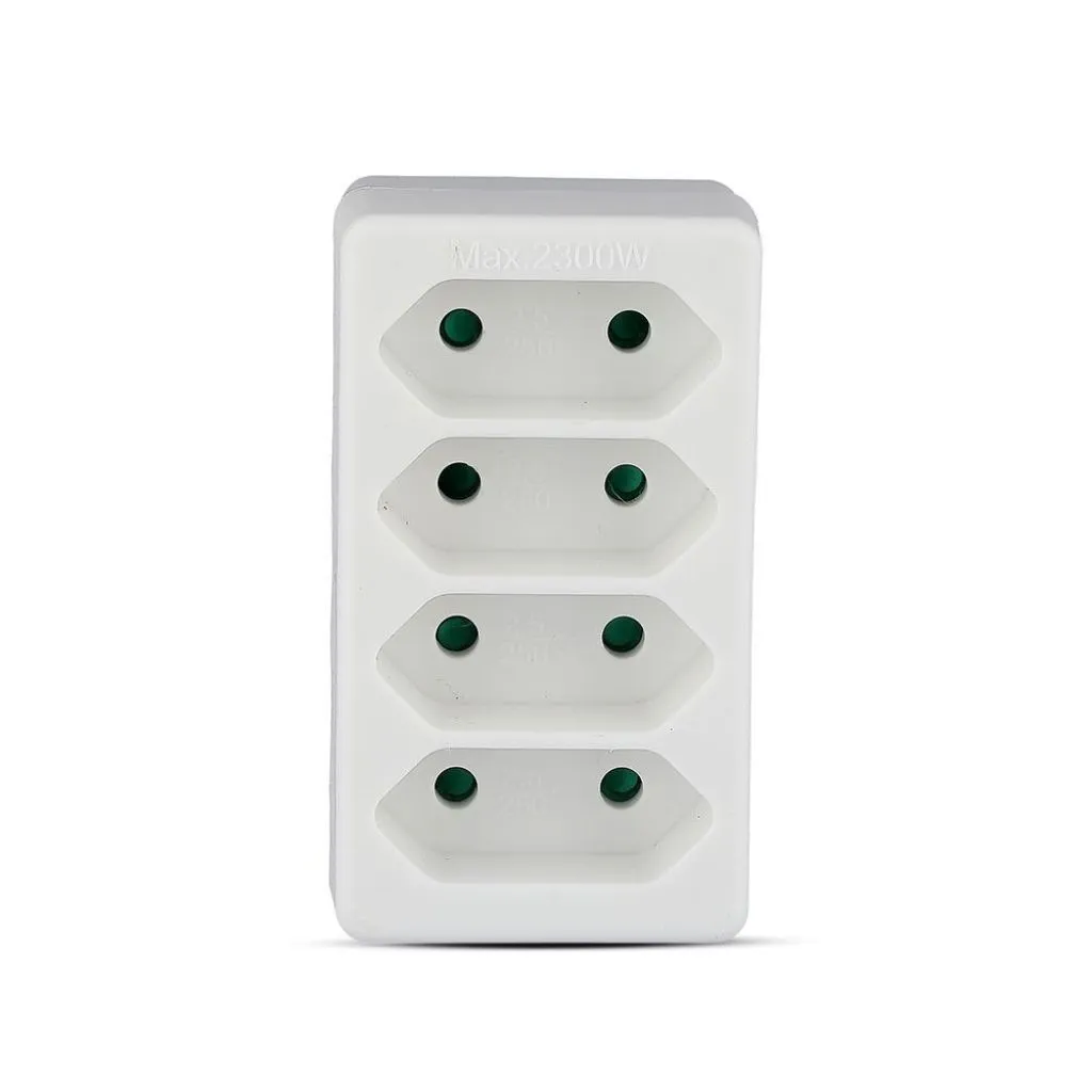Adattatore Multipresa con 4x Prese EU Plug 2.5A, Spina Schuko Colore Bianco, vista frontale