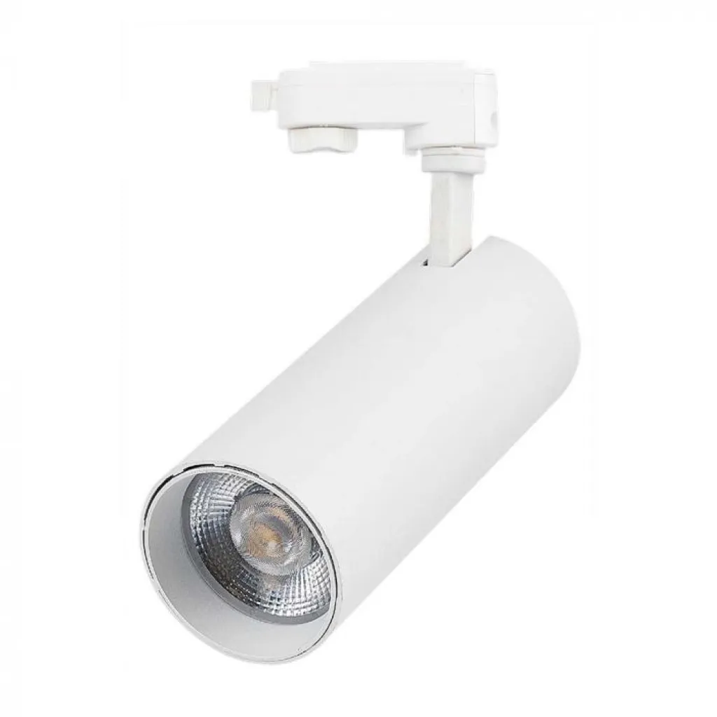 Faretto LED COB 40W per Binario Trifase Colore Bianco 35 gradi CRI90 CCT 3in1, vista angolata