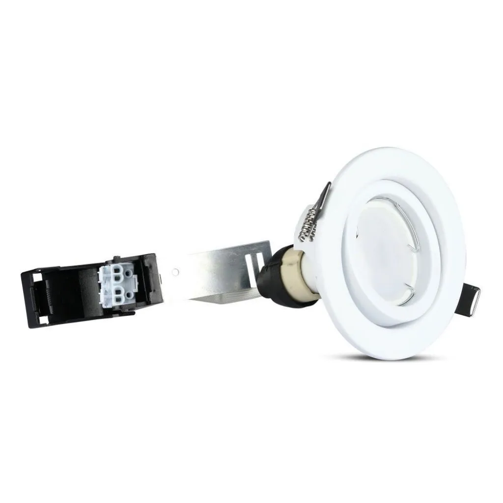 Portafaretto LED da Incasso Rotondo 5W con Faretto GU10 Colore Bianco 6400K (Confezione 3 Pezzi), vista laterale