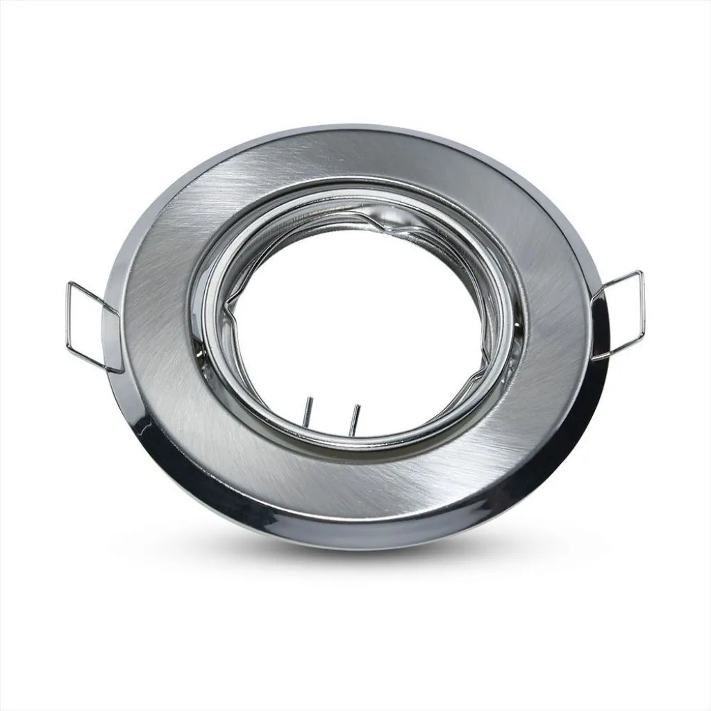 Portafaretto LED da Incasso Rotondo GU10 Colore Nichel Satinato (Box 2 Pezzi), vista frontale