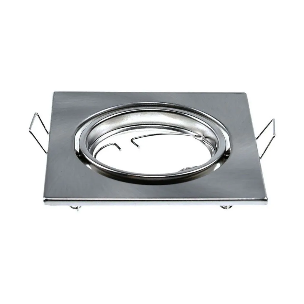 Portafaretto LED da Incasso Quadrato GU10 Colore Nichel Satinato (Box 2 Pezzi), vista frontale