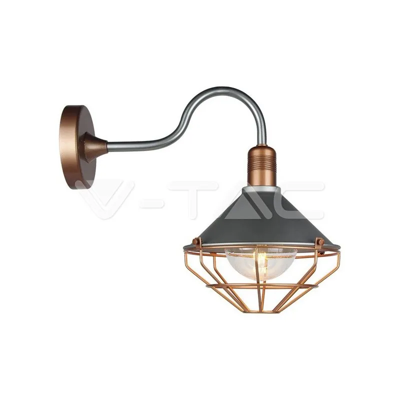 Lampada LED da Muro a Lanterna in Vetro con Portalampada E27 Colore Bronzo, vista angolata