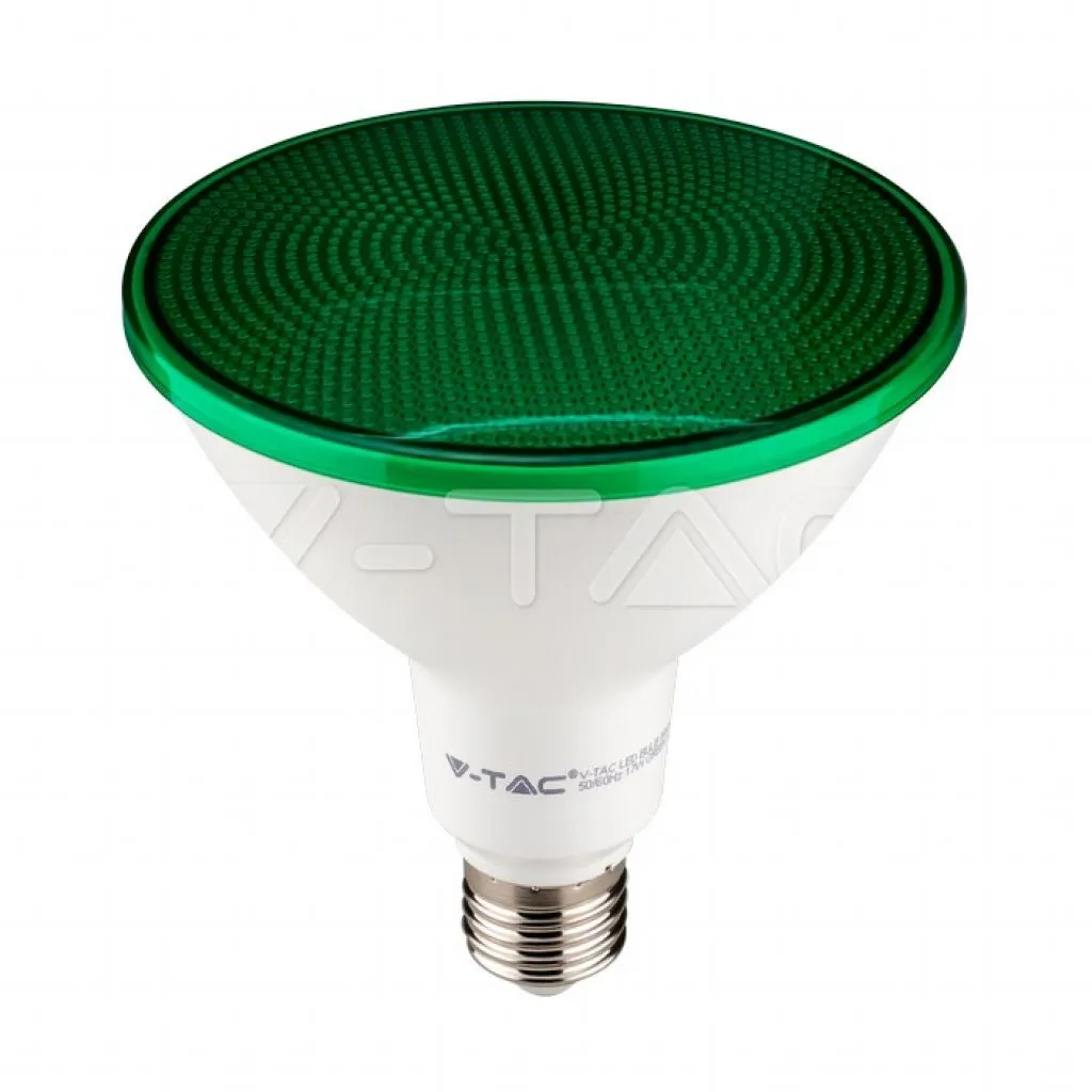 Lampadina LED E27 17W PAR38 Colore Verde, vista angolata