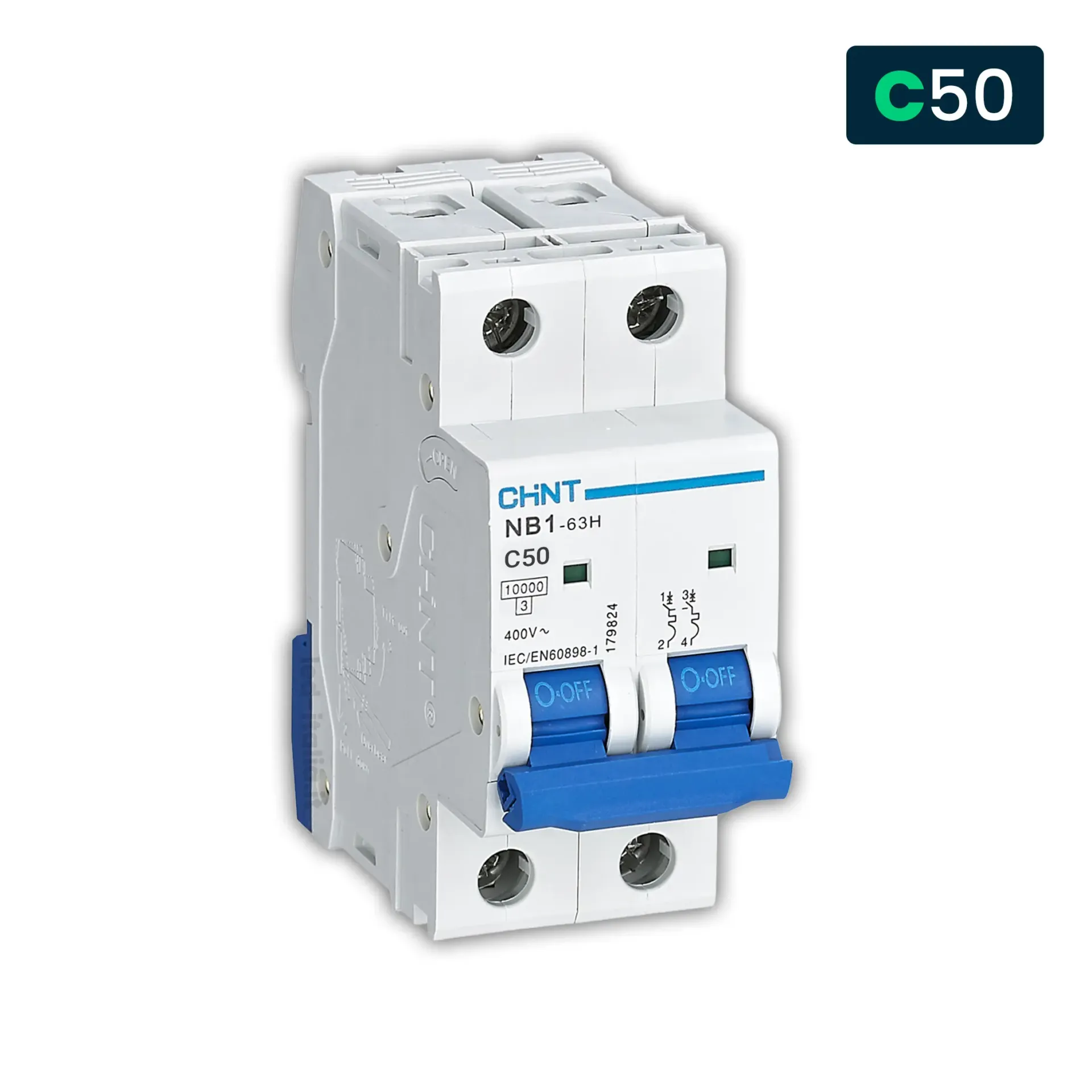 Interruttore magnetotermico CHINT NB1 curva C 2P, vista generale