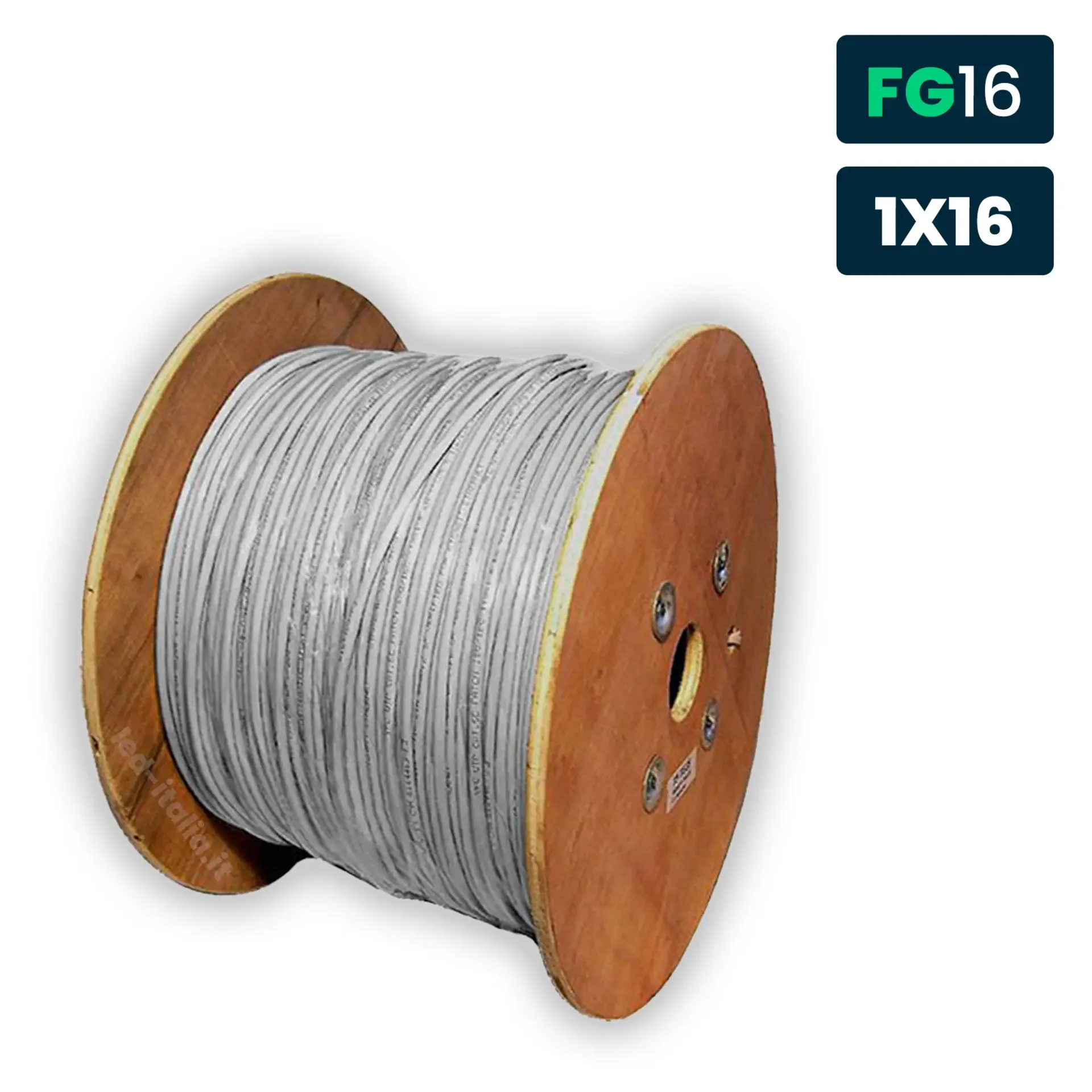 Cavo Unipolare FG16R16 0,6/1kV 16mmq Grigio, vista angolata
