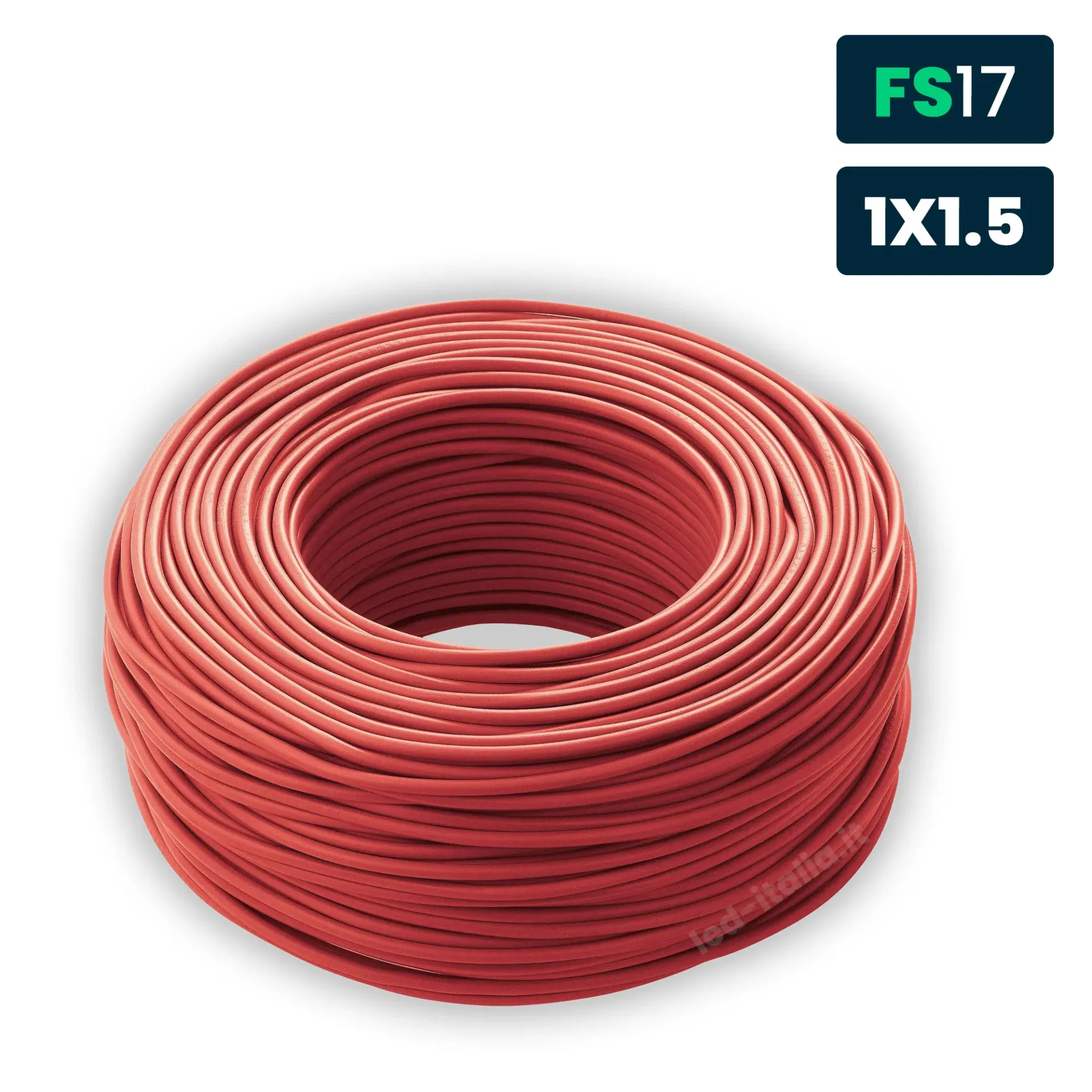 Cavo Unipolare FS17 450/750V 1,50mmq Rosso, vista angolata