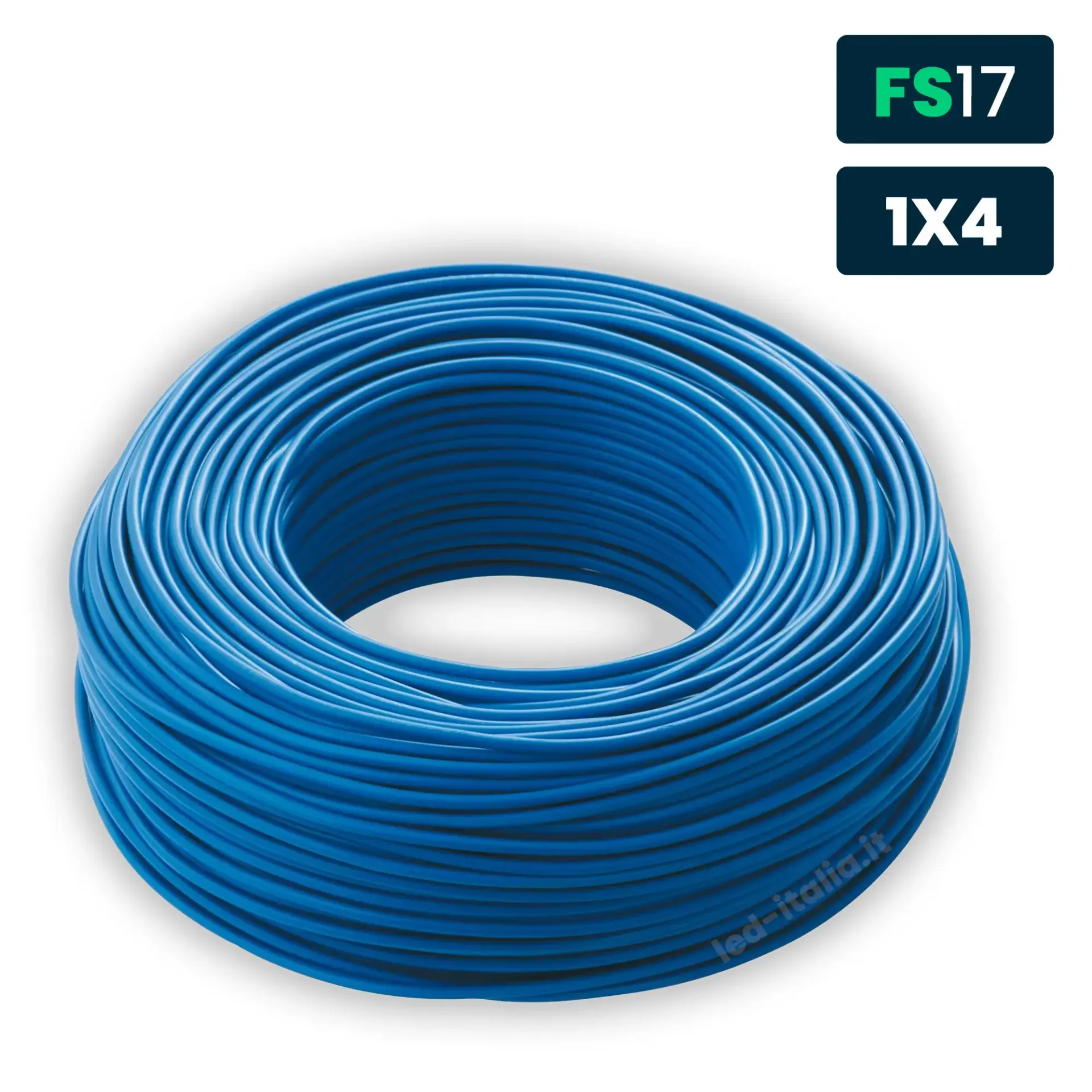 Cavo Unipolare FS17 450/750V 4mmq Blu, vista angolata