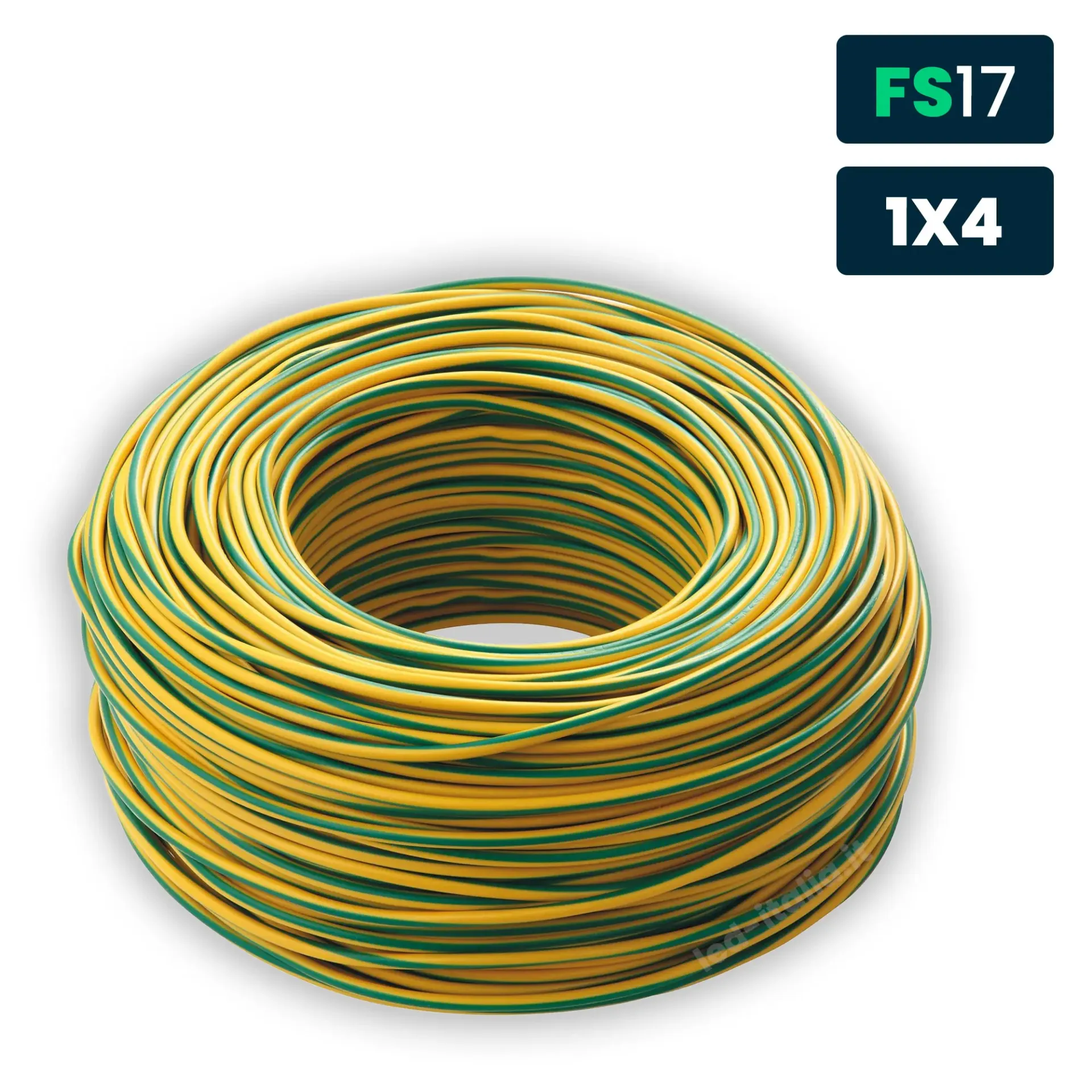 Cavo Unipolare FS17 450/750V 4mmq Giallo/Verde, vista dall'alto