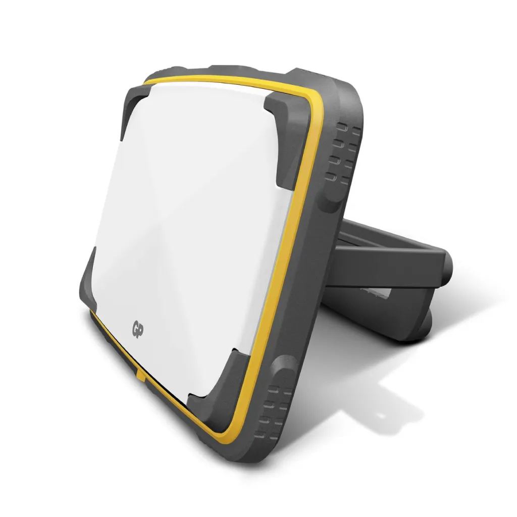 Lampada da Lavoro Discovery Ricaricabile 1200lm 6500K, vista angolata con supporto