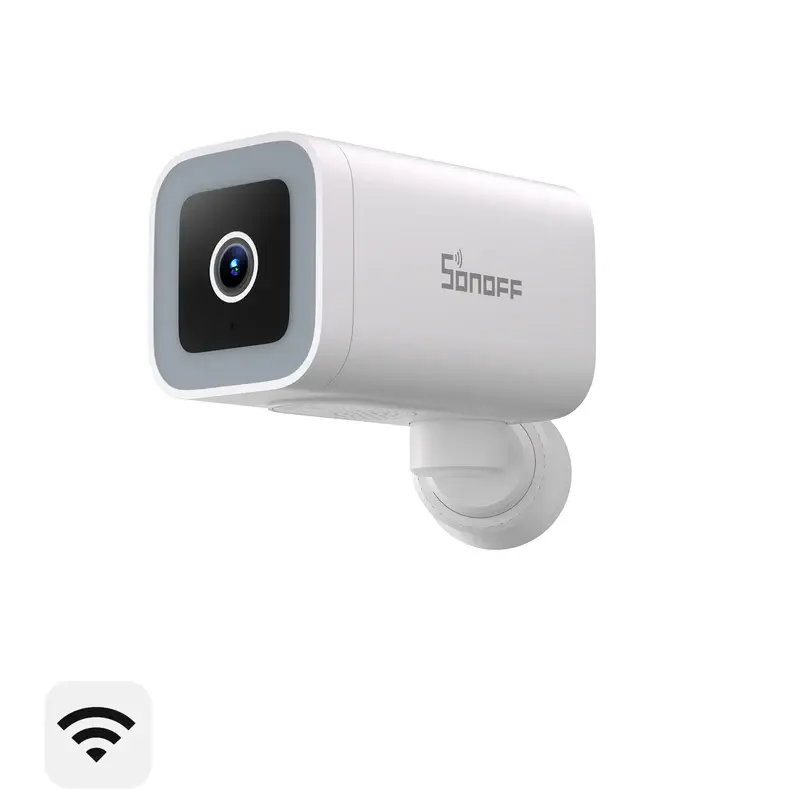 Videocamera Sorveglianza Smart Wi-Fi Outdoor AI 2K HD Pan 180 gradi Motorizzato, vista angolata frontale